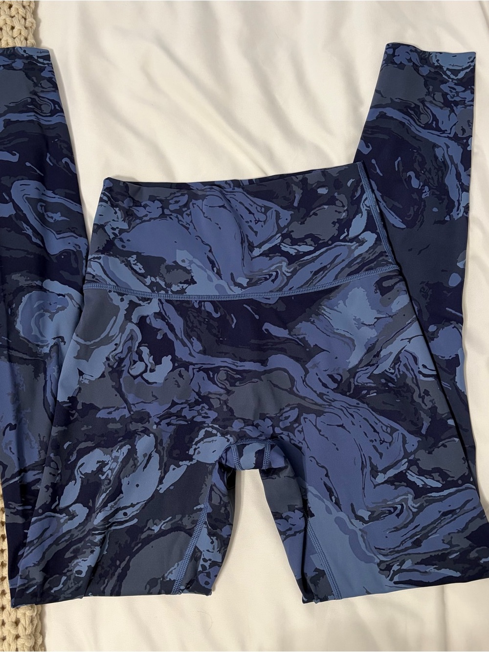 Aerie Blue Marble-Print High-Waist Leggings
